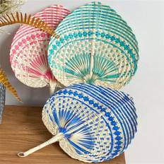 Natural straw woven fans handmade hand fan home decor rattan fan bedroom