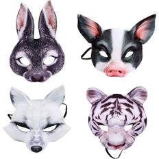 Set of 4(pig,fox,rabbit,tiger) halloween mask cosplay half animal party mask.