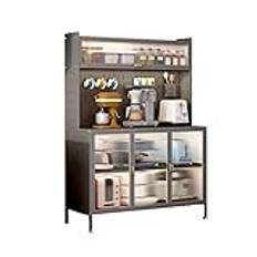 Kitchen Pantry Cabinet, Metal Pantry Cabinet, Farmhouse Coffee Bar, Liquor Cabinets for Home, Bar Cabinet with Storage, for Kitchen, Laundry Room, Living Room, Office (Color : Gray)