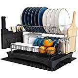 Qienrrae Dish Drying Rack with Drainboard, Stainless Steel One Tier-grey