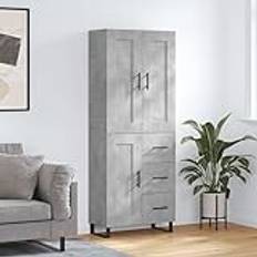 Swpsd Kitchen Storage Cupboard Freestanding Tall Book Cabinet High Utility Cabinetfor Living Room Bedroom Kitchen Concrete Grey 69.5x34x180 cm Wood Cabinet concrete grey Highboard Option38