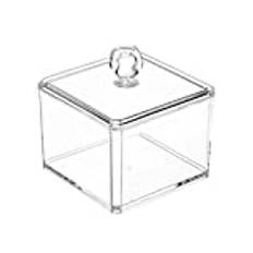 TOPBATHY Acrylic Storage Case Mini Square Shape Cosmetic Makeup Organizer Clear Jewelry Make up Holder Box with Lid for Bathroom Bedroom Kitchen Table