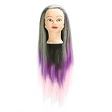 Training Head, Green Purple Gradient Wig Model Head, Durable Braiding Hair Practice Doll Head Suitable for Professionals and Enthusiasts
