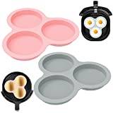 Silicone Air Fryer Egg Pan, 2 Pcs Reusable Air Fryer Egg Mold, 3 Cavity Air  Fryer Baking Pan, Non-Stick Silicone Air Fryer Muffin Top Pans, Baking Pan