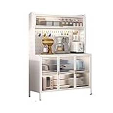 Gamfoam Kitchen Pantry Cabinet, Metal Pantry Cabinet, Farmhouse Coffee Bar, Liquor Cabinets for Home, Bar Cabinet with Storage, for Kitchen, Laundry Room, Living Room, Office (Color : White)
