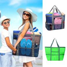 Women summer beach bag large mesh tote bag with zipper inner pocket shoulder-bag