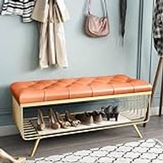 ZHXYMDSF Shoe Storage Cabinet,Modern Entryway Shoe Bench,Marble and Metal Shoe Rack Bench,Shoe Storage Bench,Porch Bench,End of Bed Storage Bench/Orange/80 * 35 * 45Cm