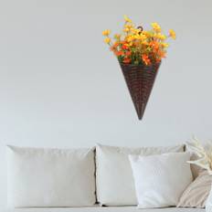 Wall hanging artificial flowers home decor basket planter pendant