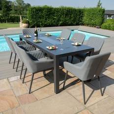 Maze Zest Rectangular Dining Set with Fire Pit Table 8 Seater Flanelle