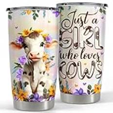 SANDJEST Cows Gifts for Women Girls Cow Watercolor Tumbler 20oz Jewelry Drawings Stainless Steel Insulated Tumblers Coffee Travel Mug Cup Gift for Birthday Christmas
