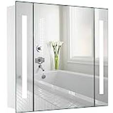 Warmiehomy LED Illuminated Bathroom Mirror Cabinet with Shaver Socket Demister Pad and Sensor 640x600mm