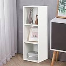 PACHIRA Bookcase with 3 Levels, 1 x 3 Wooden Bookcase, Step Shelf, Standing Shelf with 3 Compartments, Open Storage Shelf, Cube Shelf for Clothes, Toys, Office Shelf for Living Room