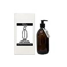 Fam Organic 500ml Amber Brown Glass Bottle with Black Plastic Pump Soap Dispenser Refillable for Lotion, shampoo, conditioner, Body wash, Hand Wash, Liquid Toiletries. BPA Free - Eco Friendly -1 Pack