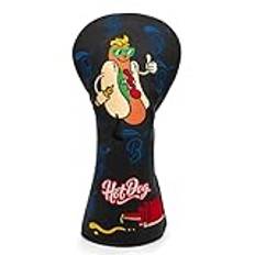 BAIRBRE Golf Club Covers,Black Hot Dog Driver Cover Fariway Wood Headcovers Hybrid Head Covers 3 Wood Headcover Leather Golf Headcover with Number Tag for Scotty Cameron Odyssey Taylormade All Brand