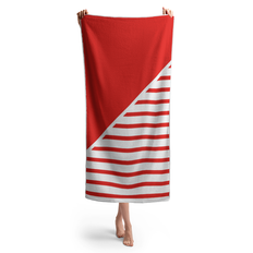 Red and White Triangles Beach Towel