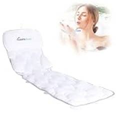 Full Body Bath Pillow, Bathtub Mattress Luxury Cushion with Large Suction Cups, Comfort Support Your Head, Neck, Shoulder, Back and Tailbone, Relax & Quick Drying, White