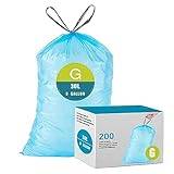 4 Packs(200 Count) Code H 8-9 Gallon Heavy Duty Drawstring Plastic Trash Bags Compatible with Code H | 1.2 Mil | White | 8-9 Gallon/30-35 Liter, Size