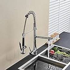 Kitchen Tap Kitchen Faucet Chrome 360 Degree Rotation Dual Spray Swivel Spout High Spring Pull Out Tap Vessel Sink Mixer Taps