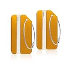 Aluminum Luggage Tags, Luggage Tag Holders for Travel Luggage Baggage Identifier by Ovener (2Pack Gold)