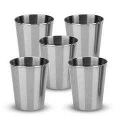 (Silver, 55 ml) Intirilife Stackable stainless steel mug drinking mug camping shaker mug stackable