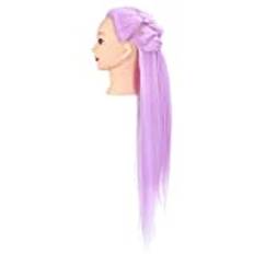 Hair Training Head, Hairdresser Training Head Convenient Comfortable Good Hand Feel with High Temperature Fiber for Hairdressing Training(Cherry blossom purple)