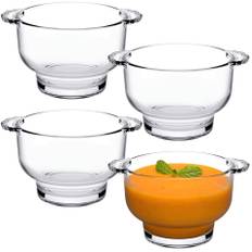 410ml Pasabahce Small Clear Glass Soup Bowl Set 4 with Handles Dishwasher Safe