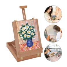 Portable Wooden Drawers Artist Table Desk Top Easel Stand Sketch Box Painting UK