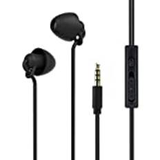 Sleeping Earbud Headphones - Ultra Flexible Silicon Earplugs Noise Cancelling Wired Sleep Earphones with Microphone for Sleeping, Insomnia, Snoring, Air Travel, Relaxation, ASMR (Black)