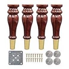 4pcs Wooden Furniture Legs, Replacement Round Furniture Support Legs, Pumpkin Shaped Sofa Feet, for Sofa Desk Chair Cabinet TV Cabinet Dining Table (12cm/4.72in,Walnut Color) (Walnut Color 25cm/9.84i