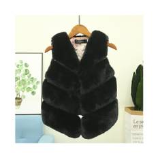 (Black, 2-3Years) Kids Girls Fluffy Faux Fur Vest Coat Thick Warm UK - Not Specified - One Size