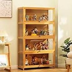 Acrylic Display Case For Collectibles - Natural Bamboo Curio Cabinet With Flip-Top Door Design And Strong Load-Bearing Capacity