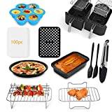 Dual Basket Air Fryer Accessories, 15pcs Set for Ninja DZ401 DZ201 Foodi  Dualzone Air Fryers with 100pcs Air Fryer Liners, 2 Non-Stick Pans