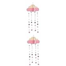 HOMSFOU 2pcs Cloud Ceiling Mobile Kid Room Decor Crib Mobile Clouds Hanging Classroom Clocks for Students Tassel Trim Tassel Garland Baby Shower Pink The Clouds Wooden Ornament