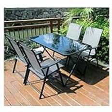 HESHEQ Outdoor Furniture,Outdoor Conversation Set,Patio Set 5 Piece Patio Dining Set,Outdoor Dining Furniture,with 4 Folding Chairs Square Glass Table, Garden, Backyard,Deck (Size : B)