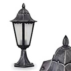 Outdoor lamp Lignac Frost, bollard light in antique look, cast aluminium in black/silver with frosted glass panes, path light 74 cm, retro/vintage garden lamp, E27 socket, IP44, without bulbs