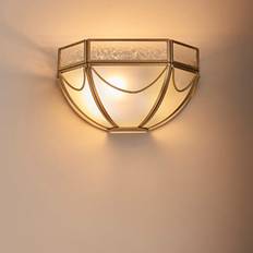 Russell Frosted Glass Wall Light In Antique Brass