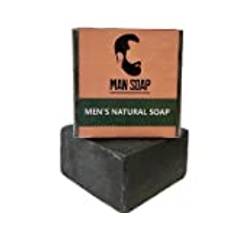 Man Soap Eco Friendly Natural Charcoal Mens Vegan Friendly 4in1 Long Lasting Soap Body Wash Handmade Cold Process Cleaning Soap Cleanser Shaving Foam for all Skin Types