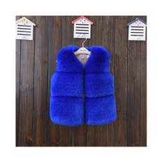 (Royal Blue, 6-7Years) Winter Kids Girls Fluffy Faux Fur Vest Coat Thick - Not Specified - One Size