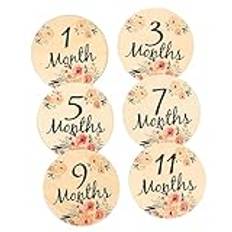 ibasenice 6 Pcs Milestone Card Baby Items Babies Pastille Months Photo Bassinet Prop Circle Accessoire Announcement Bebe Birth Signs Monthly Milestone Wooden Cards Double Sided Cd Newborn