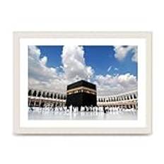 Lithobee - Kaaba In Mecca Saudi Arabia - Printed Wall Art Design in Sizes A2, A3 & A4 Framed in a Stylish Quality Coloured Frame or Unframed (A4 White Grain Frame)