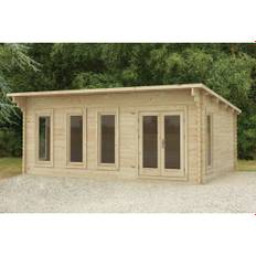 Wolverley 20 x 15 Ft. Tongue & Groove Log Cabin - brown (242.0 H x 624.0 W x 466.0 D cm)
