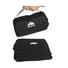 BlueHills Ultra Compact Travel Blanket Pillow in Portable Bag Case with Hand Luggage Belt & Backpack Clip Premium Cozy Soft Compact Pack Large Blanket for Airplane Flight Layover Black C003