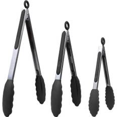 Silicone Food Tongs, Rubber Tip Tongs Stainless Steel Core BBQ Kitchen Cooking Tongs