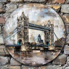 1pc Tower Bridge London England Round Aluminum Metal Sign - Weatherproof Wall Decor For Home, Garage, Bar - Ideal For Wedding, Bridal Shower, Birthday, Bachelor Party, Anniversary - 8 inch * 8 inch