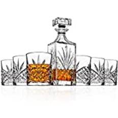 Decanter and Glasses Set, Elegant Liquor Glass Decanter, Perfect Engraved Decanter Glasses Set for Whiskey,Bourbon, Brandy and Vodka,Gifts for Family Friends Men(Apollo)