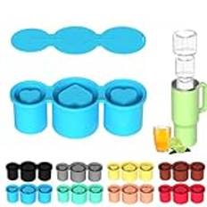 Ice Cube Tray for Stanley Cup Silicone Ice Mold Insulated Water Cup Special Ice Molds Heart Shaped Hollow Easy Release Picnic Beach Party Whiskey Tea Coffee Kitchen Utensil Gadgets with Lid (H)