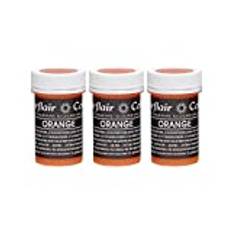 Sugarflair Orange Pastel Food Colouring Paste, Highly Concentrated for Use with Sugar Pastes, Buttercream, Royal Icing or Cake Mix, Subtle Colour Dye - 25g (Pack of 3)