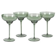 SJ Olive Green Coupe Cocktail Glass - Set Of 4