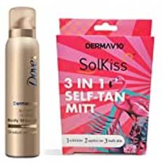 Dove DermaSpa Fair to Medium Gradual Self-Tan Body Mousse 150ml Summer Revived for a Natural Looking Sun-kissed Glow with Solkiss 3-in-1 Self Tan Applicator Mitt