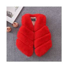 (Red, 2-3Years) Kids Girls Fluffy Faux Fur Vest Coat Thick Warm UK - Not Specified - One Size